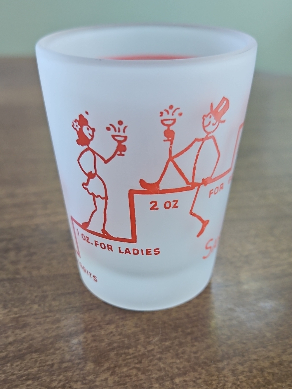 1950s Hazel Atlas "Say When!" Frosted Shot Glass MCM Barware